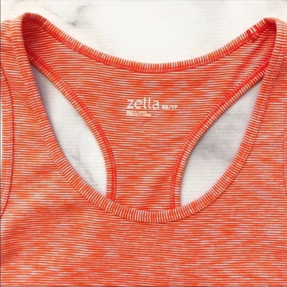 Zella‎ Orange Striped Racer Racerback Tank Top - Picture 6 of 7